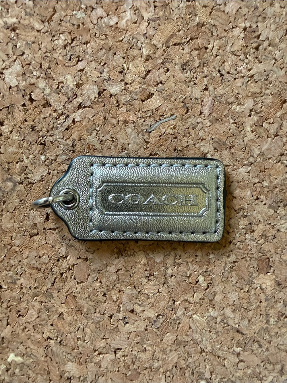 Coach Silver Metallic Leather Hang Tag Charm